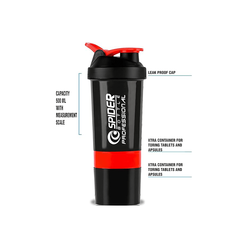 زجاجة شيكر 500 مل - للسيارة والجيم والمدرسة والمنزل